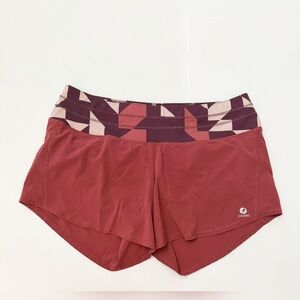 Oiselle Women's Geometric Burgundy Athletic Shorts